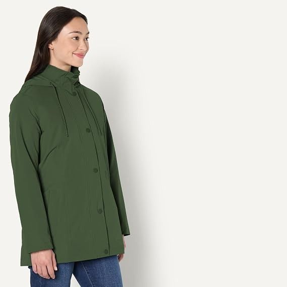 Green Hooded Rain Jacket image 6